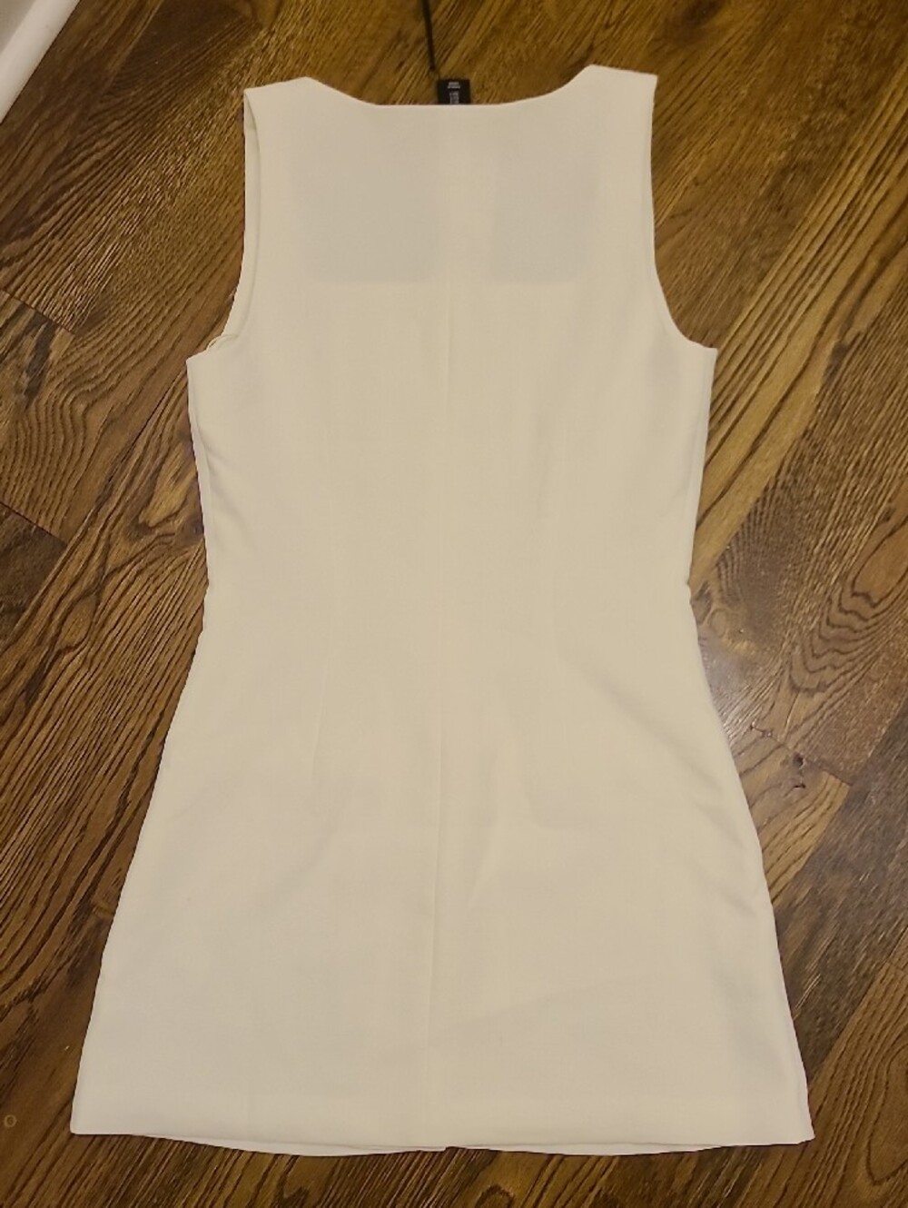 New With Tags Cream Button-Front Sleeveless Mini Dress - Picture 2 of 4